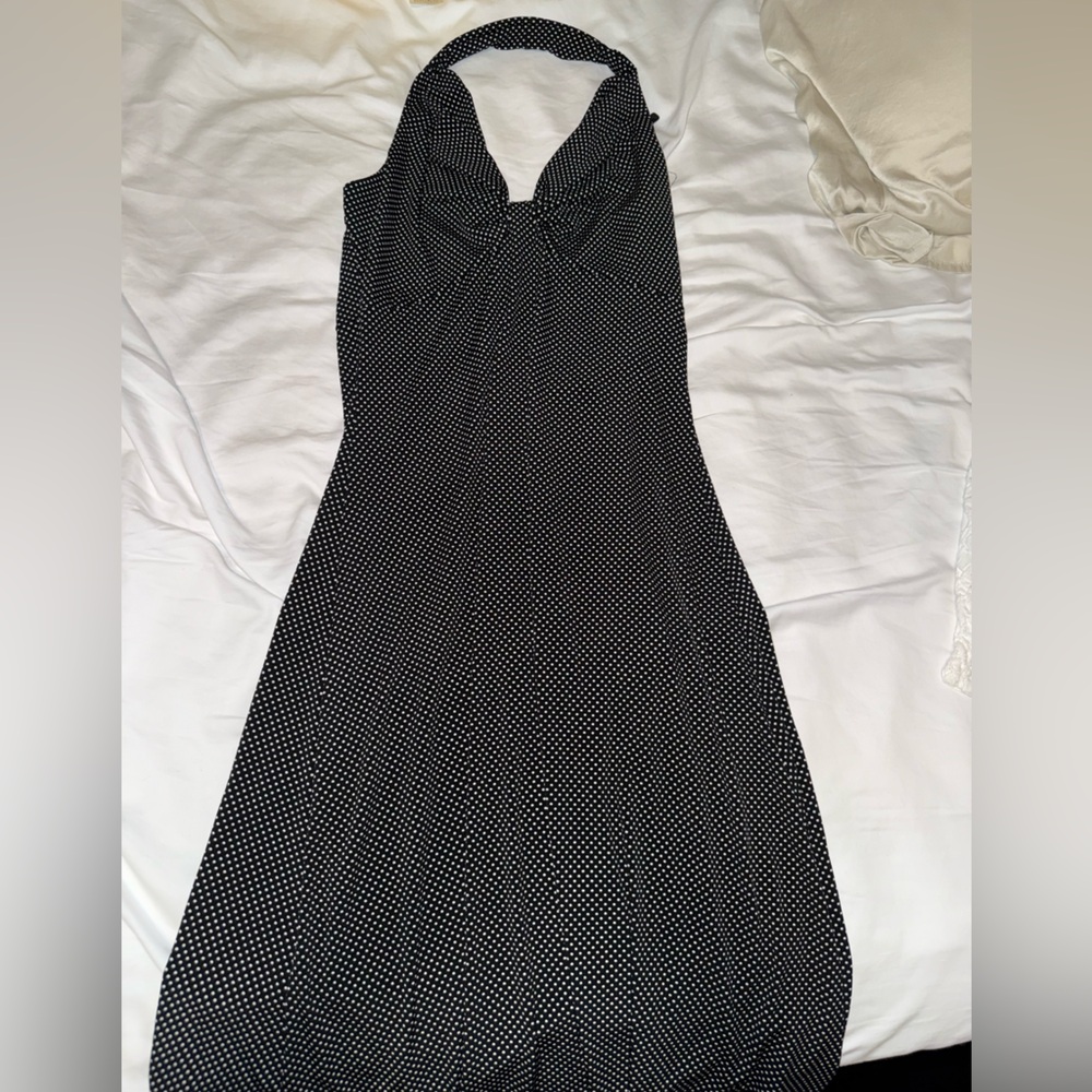VINTAGE Lipstick Polka Dot Halter Mini Dress